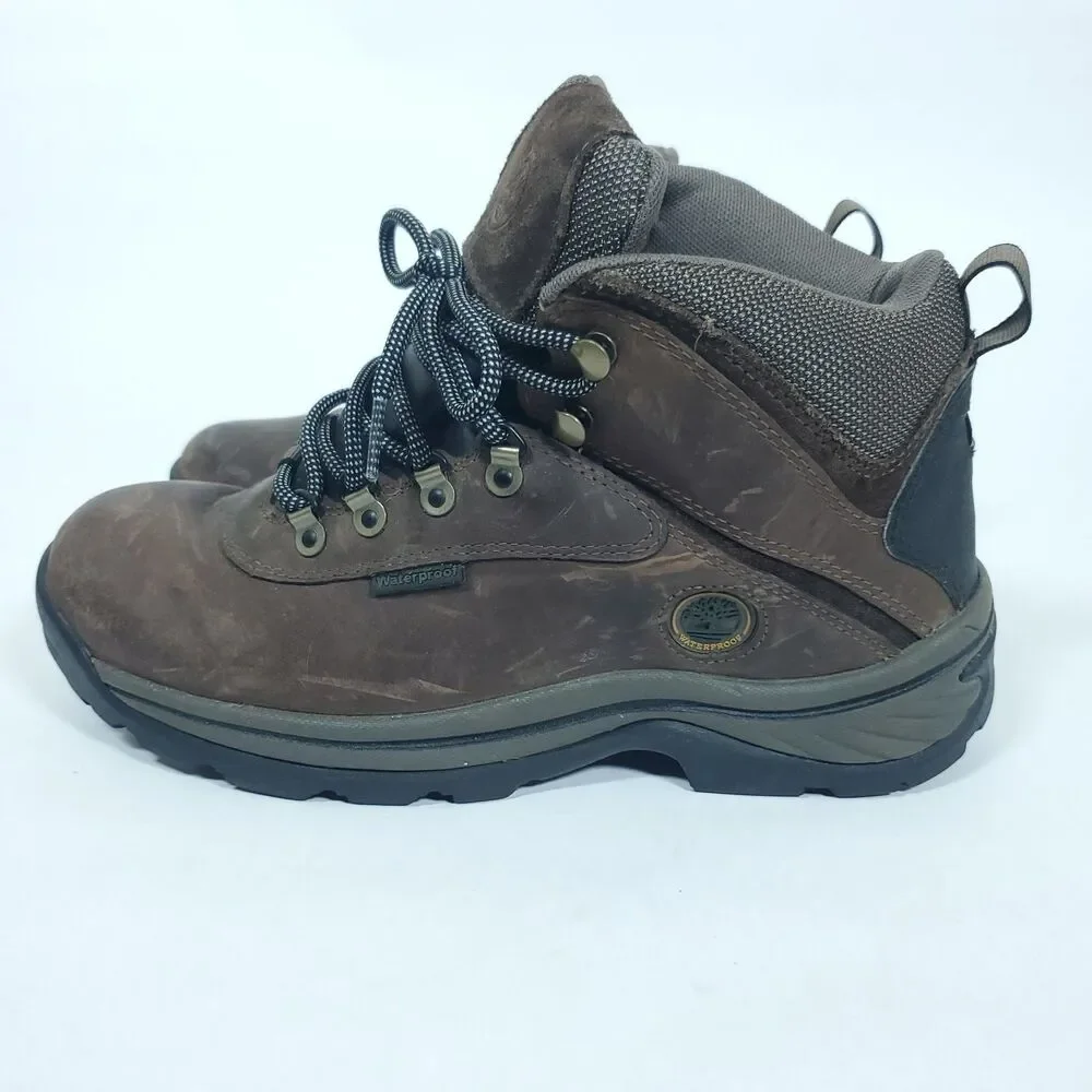 Timberland White Ledge Mid Hiking Boots Men's Brown Leather Waterproof - 8.5